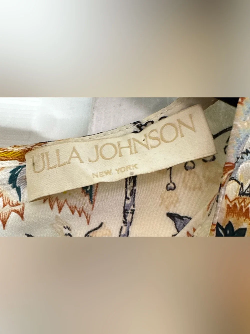 Ulla Johnson Cream Multicolor Floral Silk Puff Sleeve Blouse - Size 16